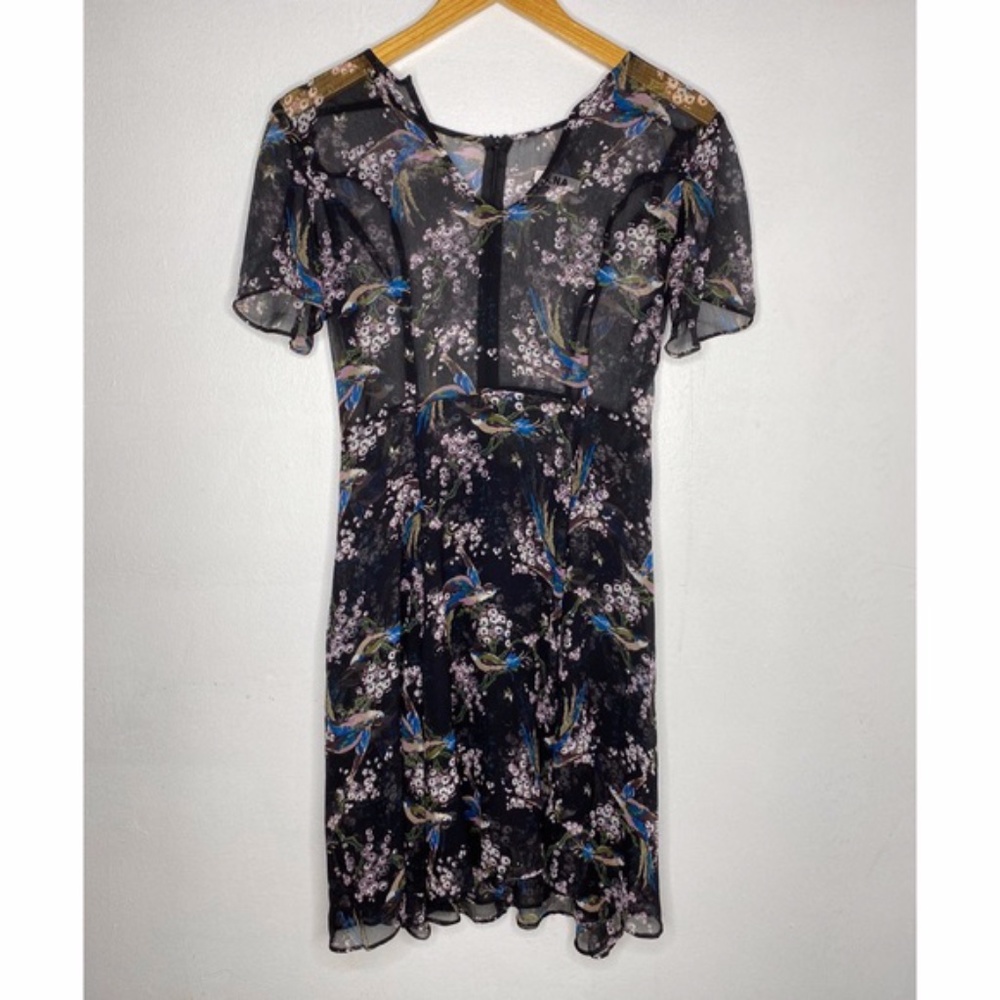 LNA Black Floral Sheer Dress